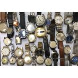 A mixed lot of vintage mainly mechanical gold plated, stainless steel and other wristwatches