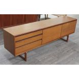 A White & Newton teak sideboard circa 1960s, length 217cm, depth 45cm & height 70cm. Condition -