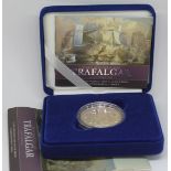 Royal Mint The Battle of Trafalgar 2005 silver proof commemorative crown, boxed with certificate.