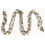 A chain marked '9ct', length 54cm, wt. 5.35g.