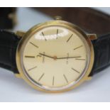 A 1968 Omega De Ville 111.077 gold plated wristwatch with signed gold coloured dial, black baton