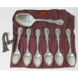 A set of six American Sterling silver teaspoons and serving spoon, Reed & Barton Co, New York, wt.