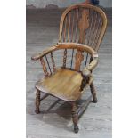 A 19th century ash Windsor chair, width 64cm, depth 67cm & height 100cm.