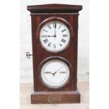 A 19th century American rosewood twin dial calendar clock by Seth Thomas Co, height 68cm.