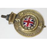 A brass RAC badge with enamel Union Jack centre, numbered B2785.
