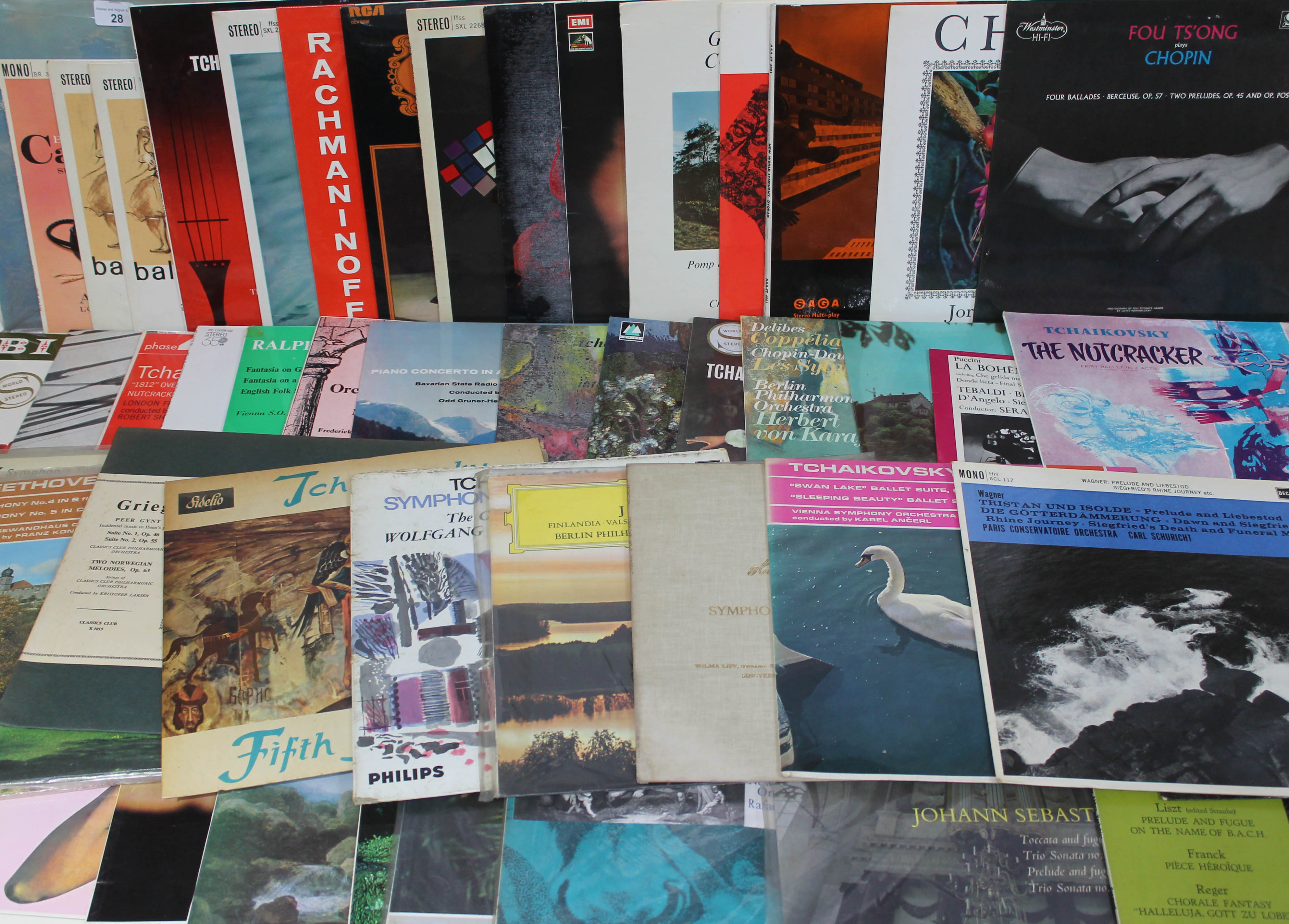 A collection of approximately 50 classical music LPs