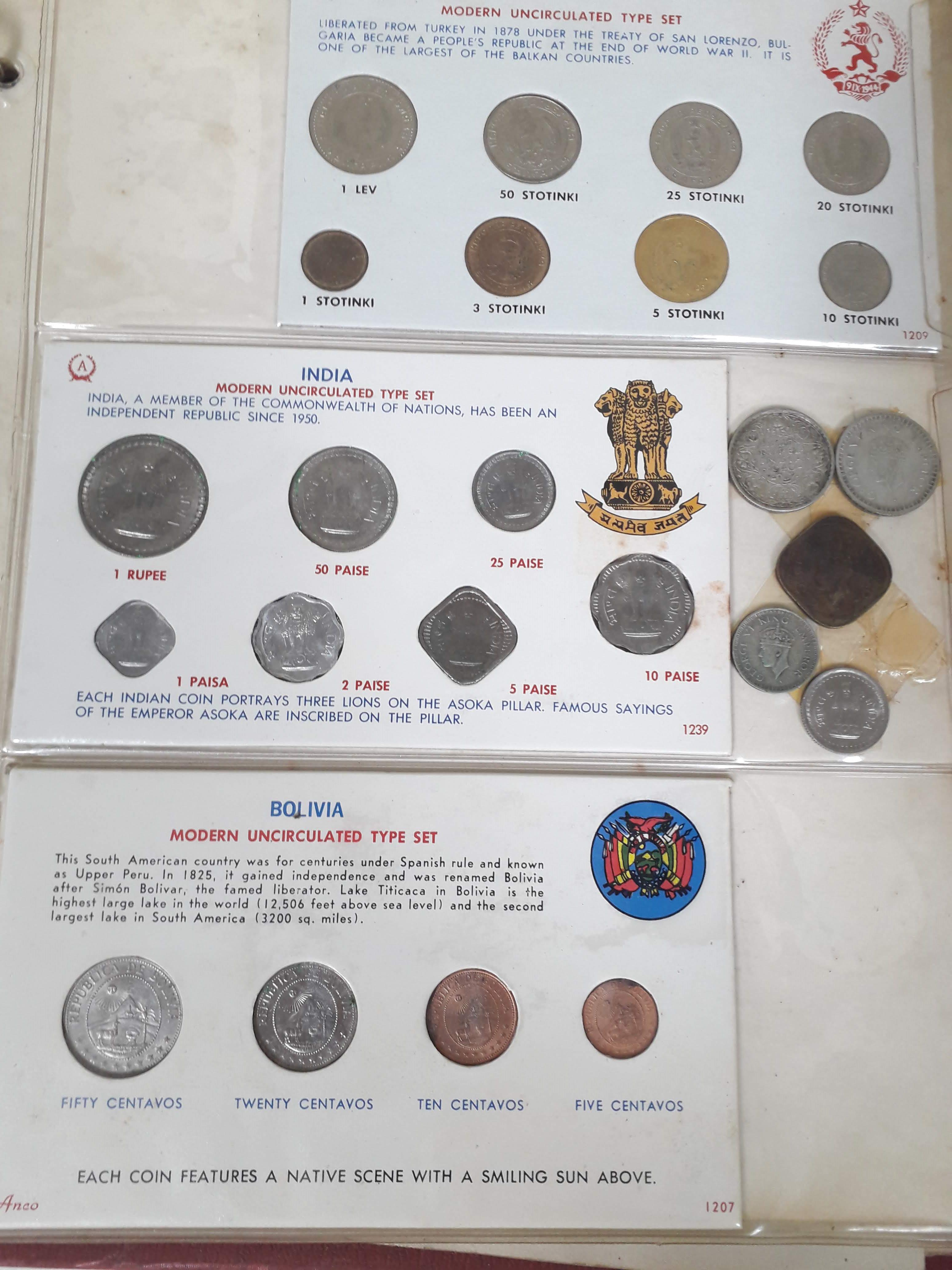 An album of GB and world coins, mainly proof sets, mid 20th century. - Bild 10 aus 12