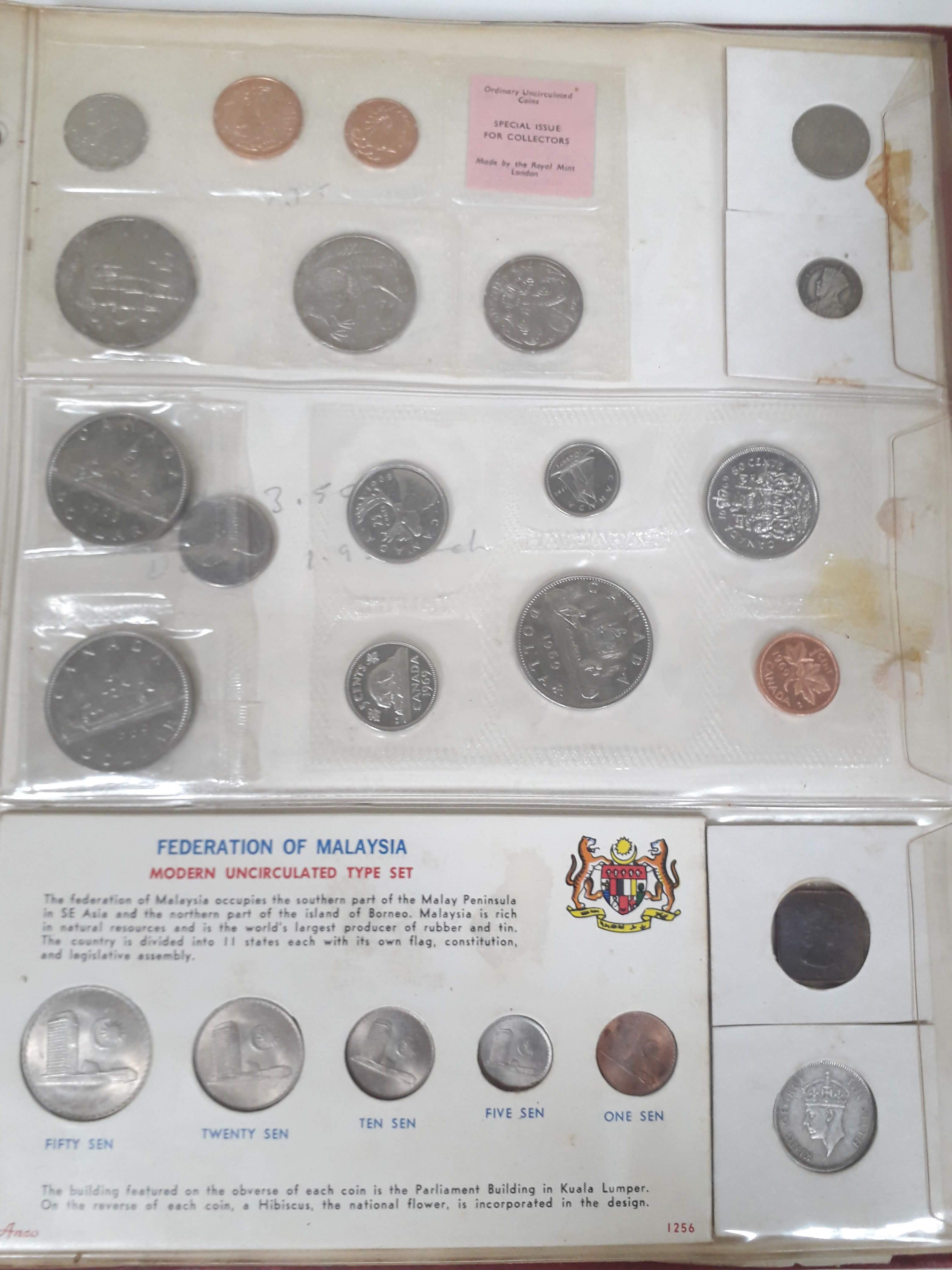 An album of GB and world coins, mainly proof sets, mid 20th century. - Bild 8 aus 12