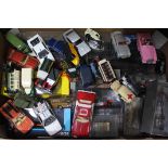 A quantity of over 60 model vehicles, some in original boxes, including Dinky tank, Saico