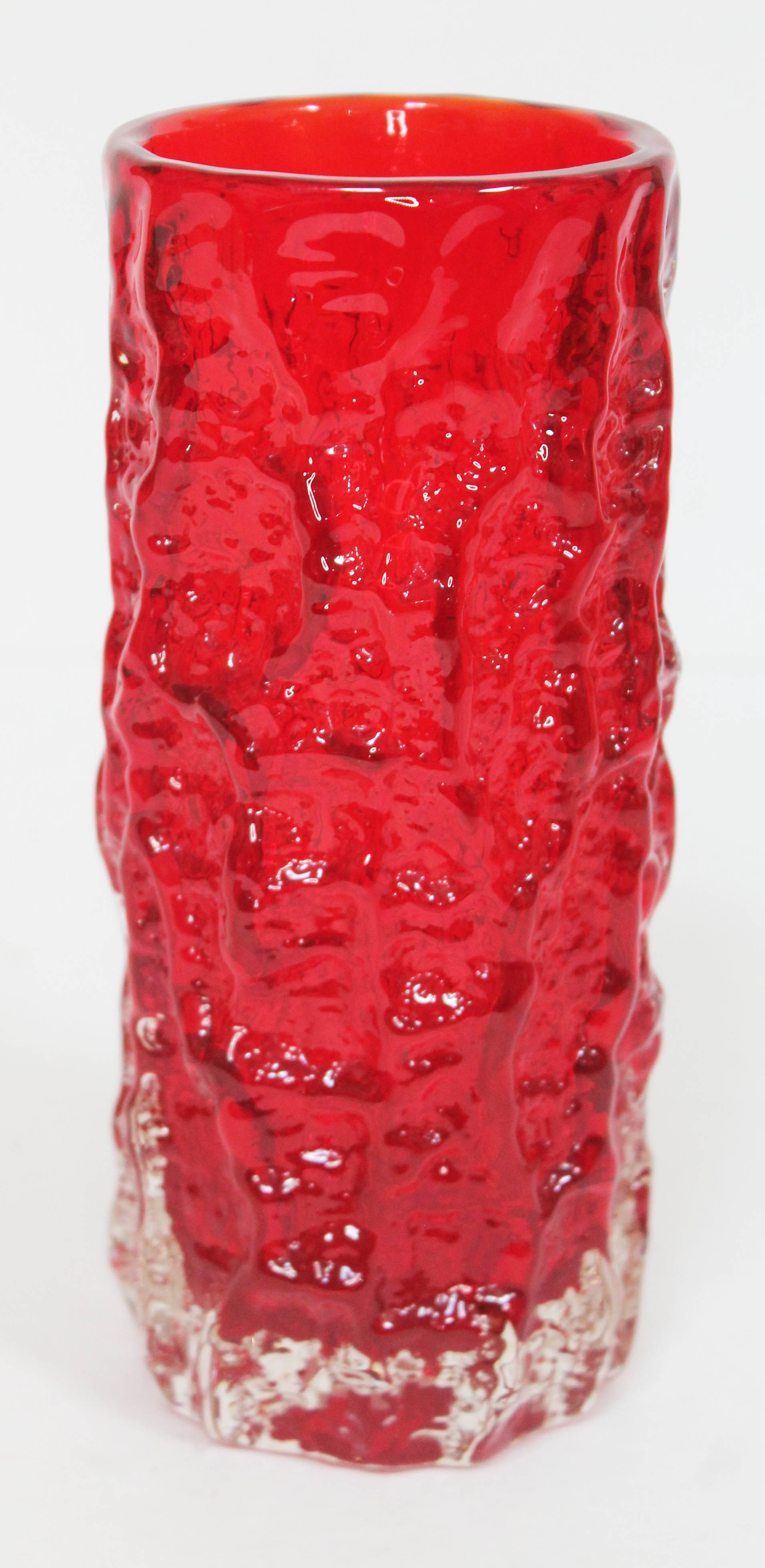 A Whitefriars red Bark vase, height 19.5cm.