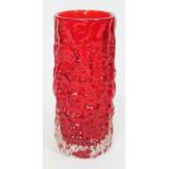A Whitefriars red Bark vase, height 19.5cm.