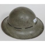British WWII Brodie helmet stamped 'M' to rim and 'AMC 3/1941' to udnerside, with liner.