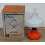 A retro Danish Oline oil lamp by Fog & Morup with box.