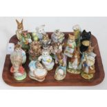 A tray of 18 Beswick Beatrix Potter figurines, including silver stamped Timmy Tiptoes.