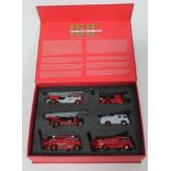 A cased set of six dies-cast fire engines 'London Fire Appliances 150 Years Anniversary set 1865-