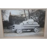 Four framed pairs of photographic prints depicting vintage Leyland Motors commercial/military