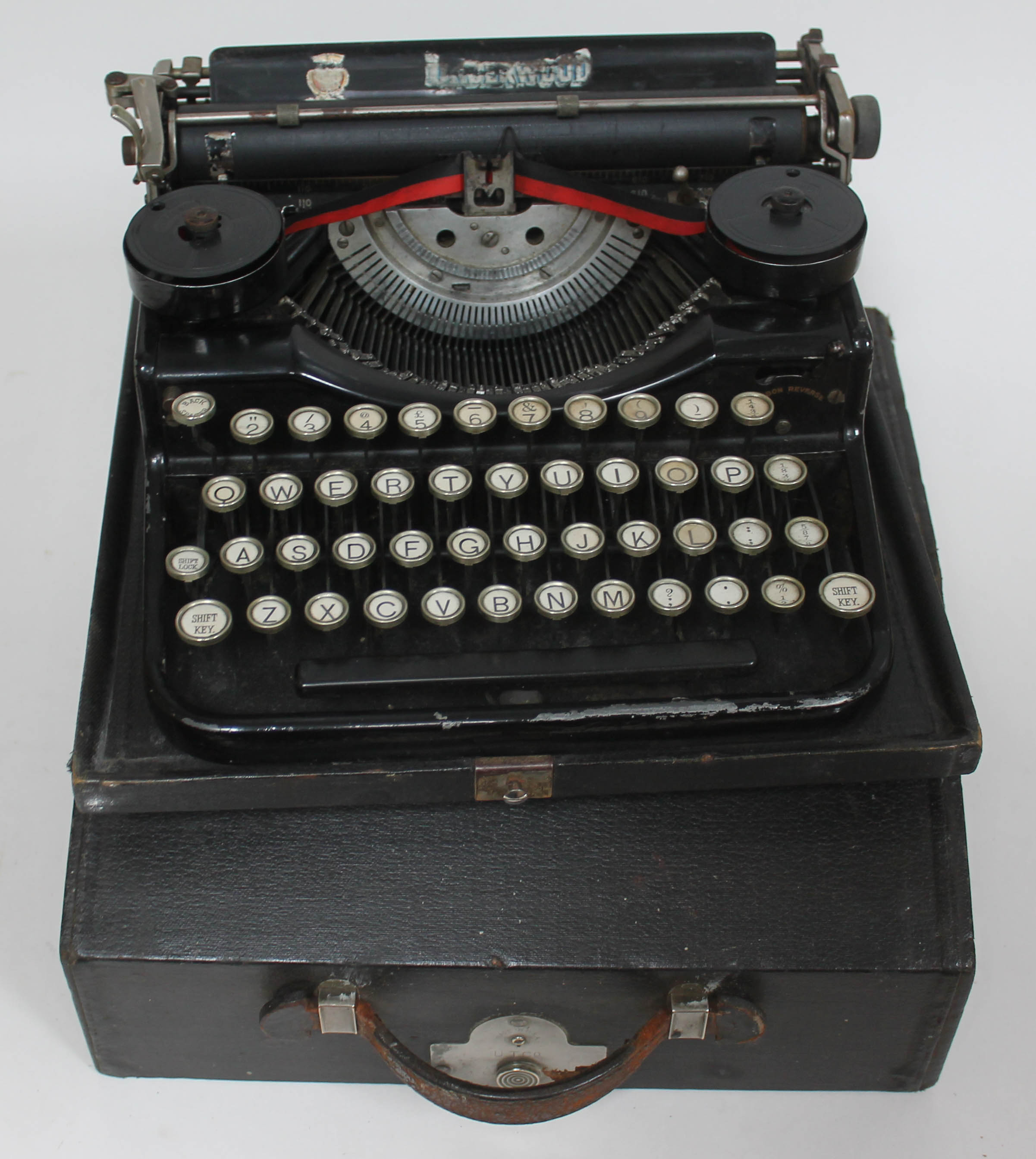 A pre-war Underwood portable typewriter.