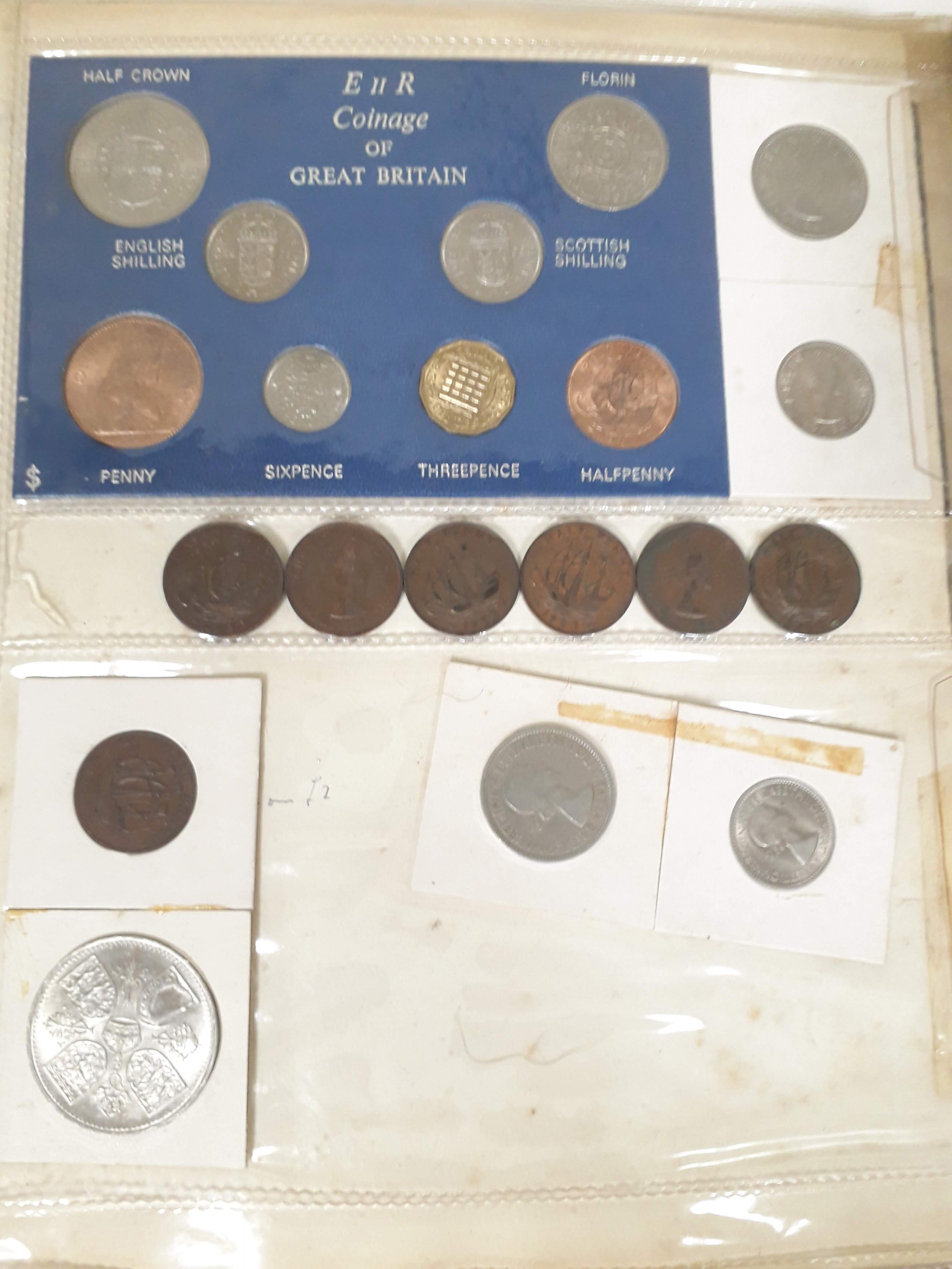 An album of GB and world coins, mainly proof sets, mid 20th century. - Bild 4 aus 12