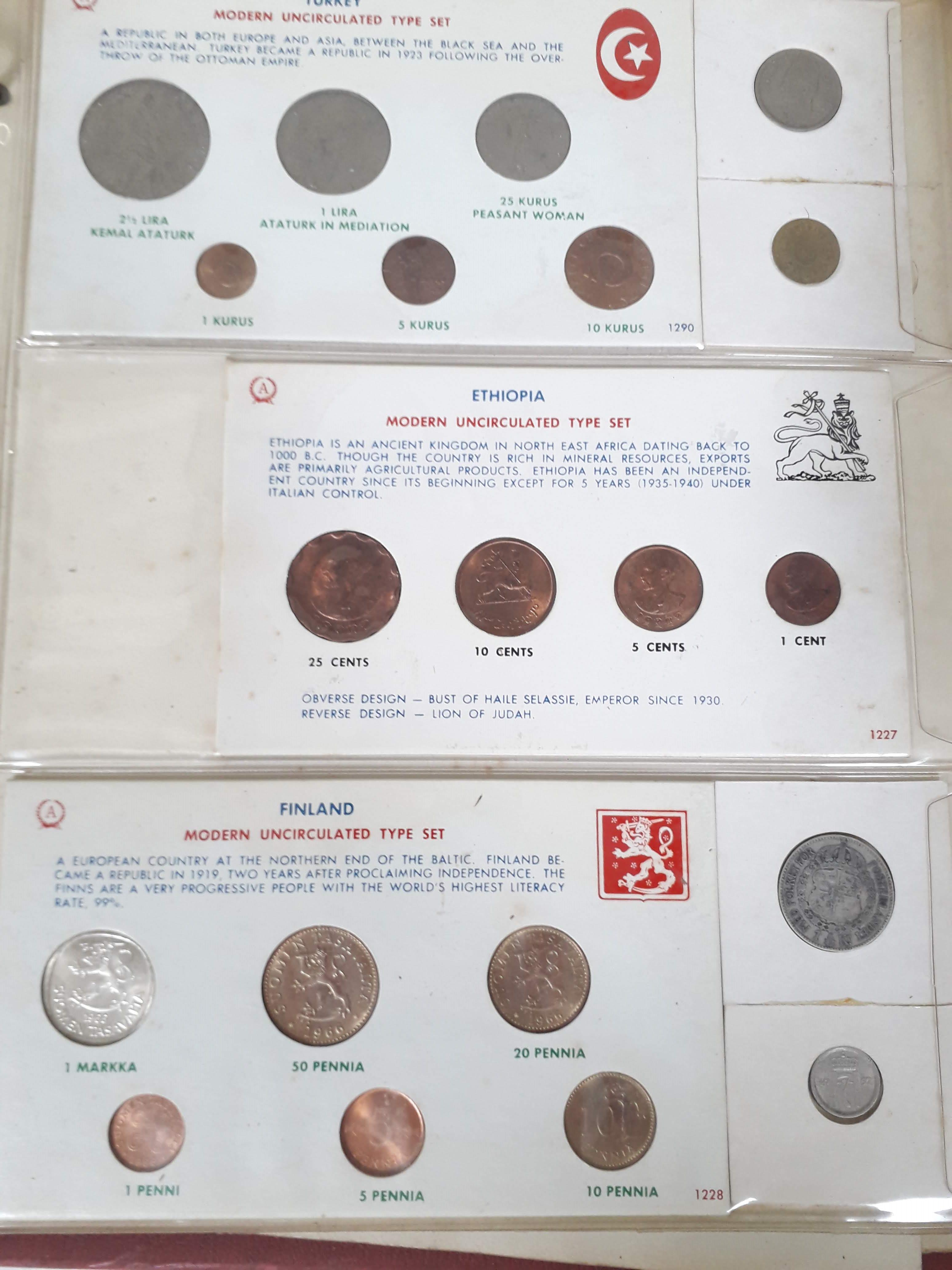 An album of GB and world coins, mainly proof sets, mid 20th century. - Bild 11 aus 12