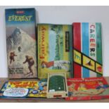 Four 1960s board games comprising Miniature Badminton, Fairway, Everest, Careers, A Chad Valley