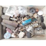 A box of mixed drill bits and other small items