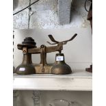 A set of kitchen scales (no dish) with weights