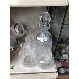 A collection of crystal glasses to include 6 sherry, 4 whiskey and a Waterford crystal decanter +