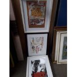 Three framed movie prints
