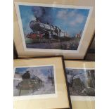 A group of three limited edition train prints