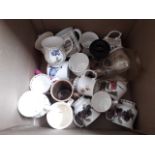 a box of mixed mugs etc