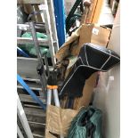 A mixed bundle to include fishing rod, golf clubs, garden tools, umbrella etc