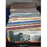 A box of LP records