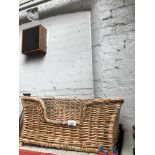 A wicker pet basket