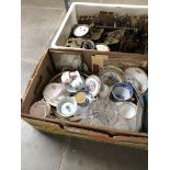 A box of mixed caeramics, cups and saucers inc Hammersley, Cauldon, etc