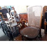 A child's bentwood chair and two bergere chairs.