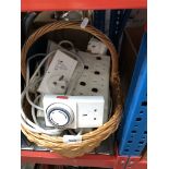 A basket of electrical extension leads