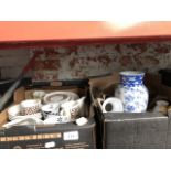 Two boxes of mixed crockery