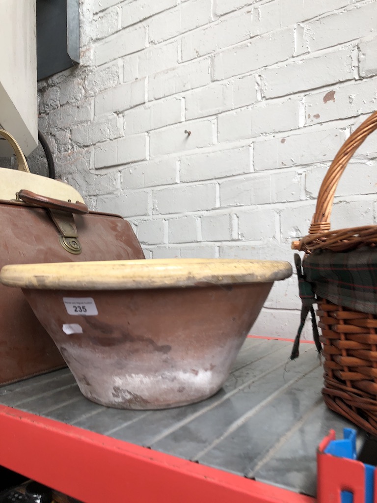 A stoneware mixing bowl