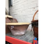 A stoneware mixing bowl