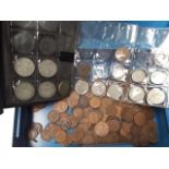 Metal cash box with a folder of coins