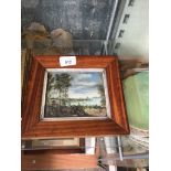 19th century school, landscape, miniature, 13cm x 10cm, unsigned, glazed and framed 21cm x 19cm.