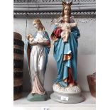Two religious plaster statues