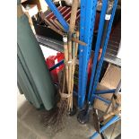 A besom and a set of drain rods