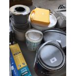 A mixed lot including electrical cable, Timbercare fence paint, emulsion paint and masonry paint