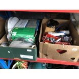 2 boxes of garageware including jubilee clips, shampoo, electrics etc