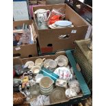 Three boxes of assorted pottery etc
