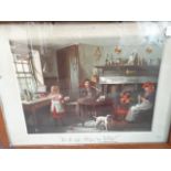 A Wills tobacco advertisement print depicting a family interior circa 1900, entitled "It's all right