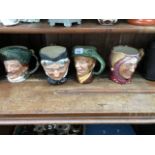 Four Royal doulton character jugs: The Cavalier, Granny, Arriet and Touchstone