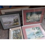 Various watercolours and oils