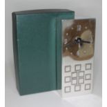 A modern Charles Rennie Macintosh Pewter clock, height 18.5cm, with associated box.